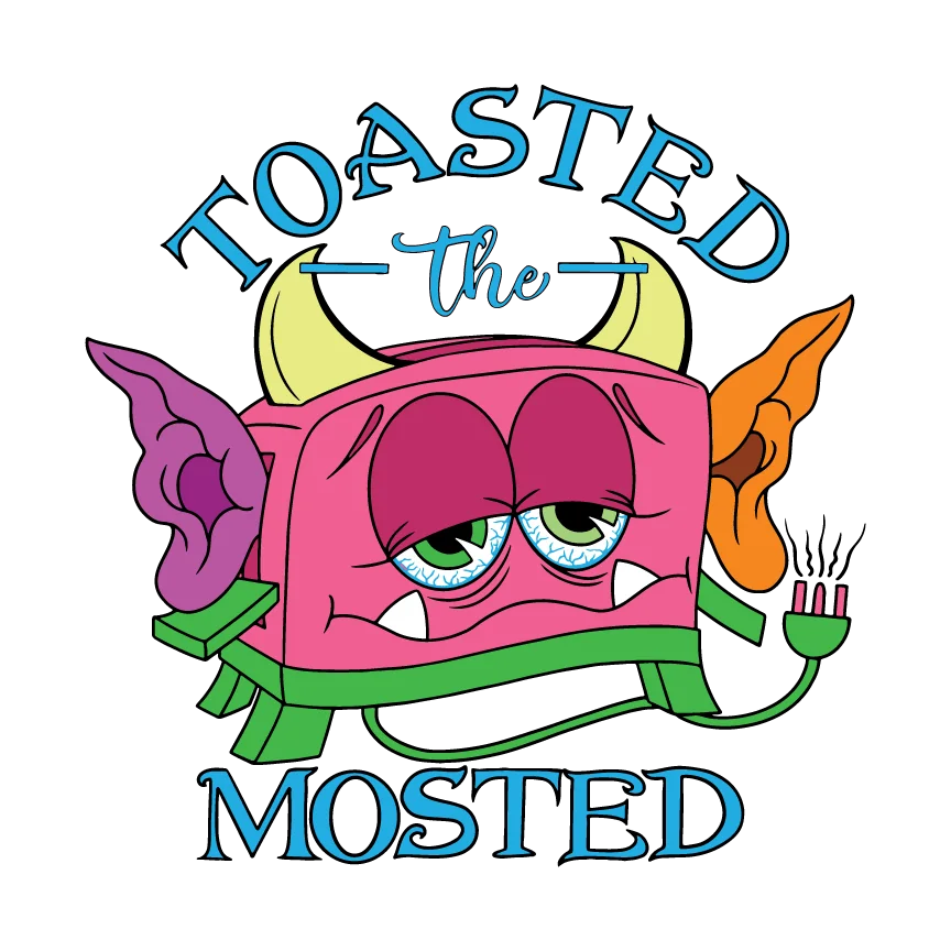 Toasted The Mosted, the sleepy toaster monster logo